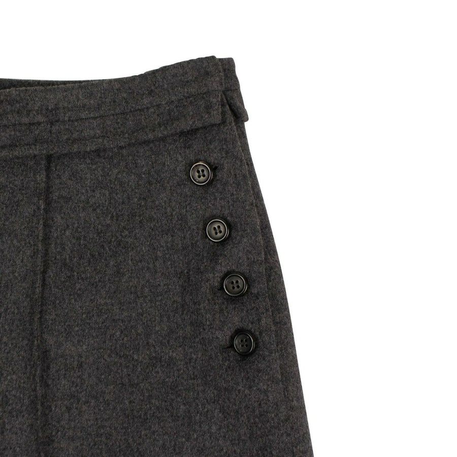 Wool Wide Leg Skort Shorts - Gray