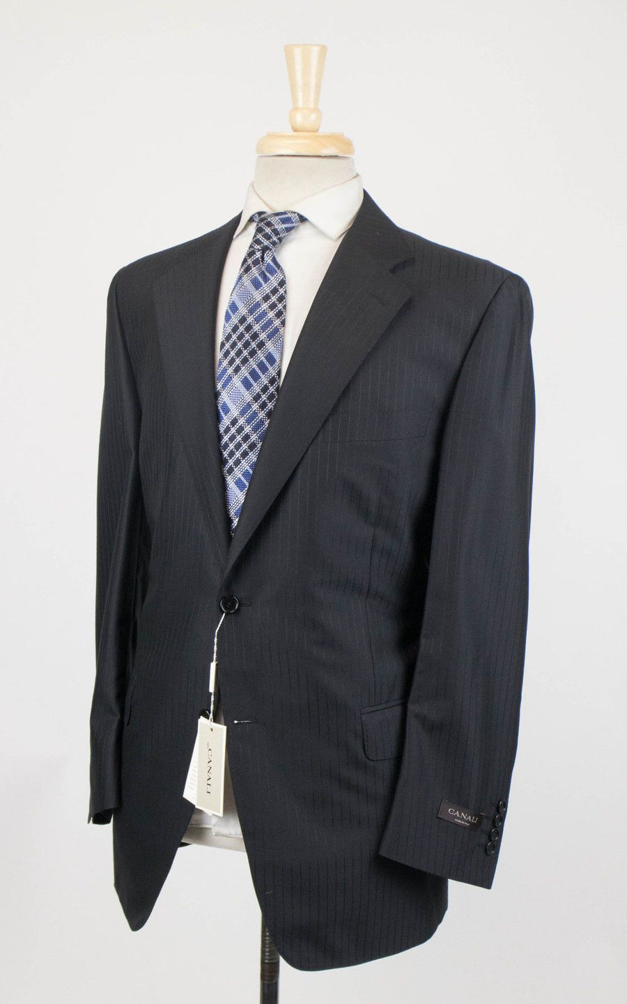 Drop 4 Striped Wool Blend 2 Button Suit - Black