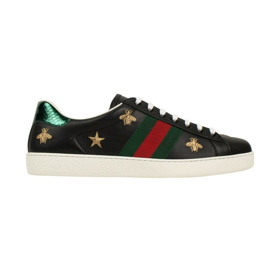 Men's Ace Embroidered Leather Sneakers - Black