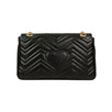 Medium Quilted GG Marmont Chevron Leather Shoulder Bag - Black