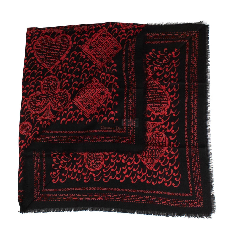 Paisley Cards Cashmere-Silk Scarf - Red / Black