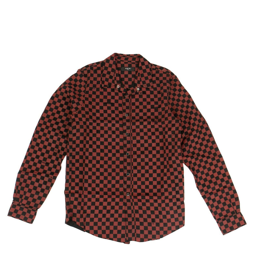 Checkered Button Down Shirt - Black And Red