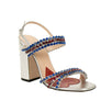 Women's Bertie Crystal Embellished Leather Sandal Pumps - Silver / Blue / Red