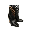 Women's Leather Cut Out Design Ankle Boots Heels - Black