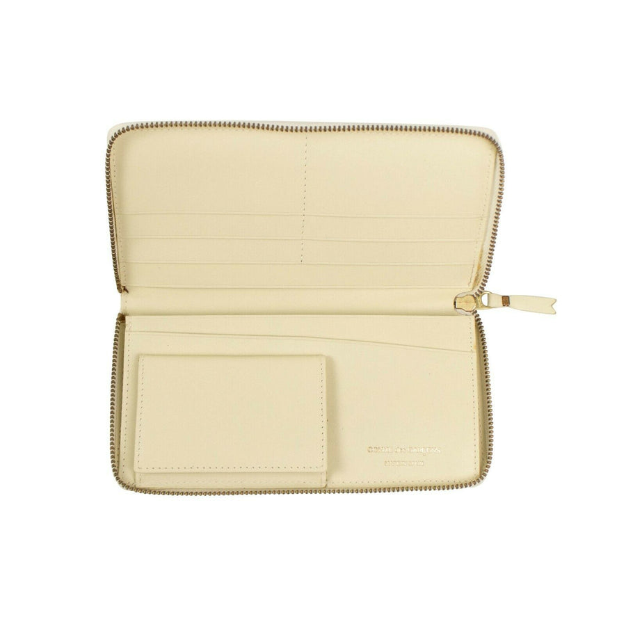 Leather Number Embossed Wallet - Cream