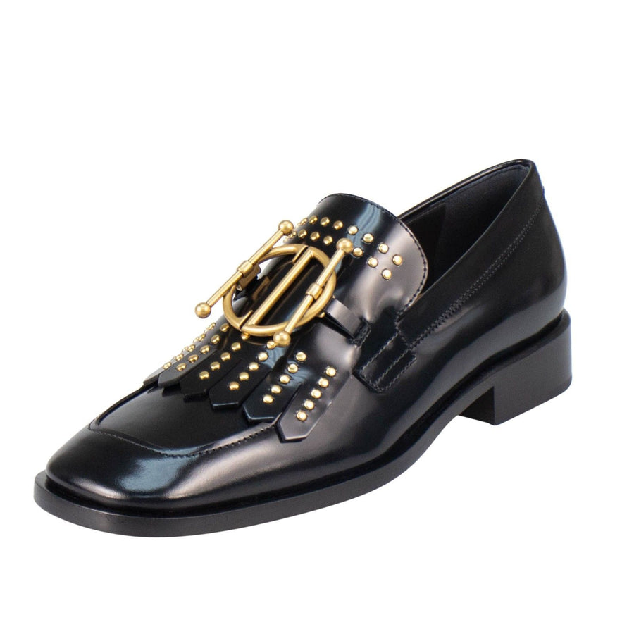 Diordirection Studded Calfskin Loafers - Black