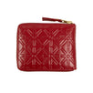 Leather Star Embossed Small Wallet - Red