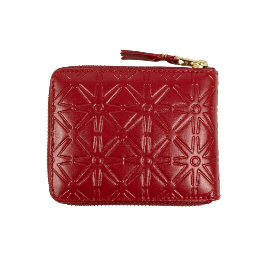 Leather Star Embossed Small Wallet - Red