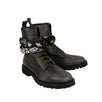 Leather Bandana Combat Boots - Black