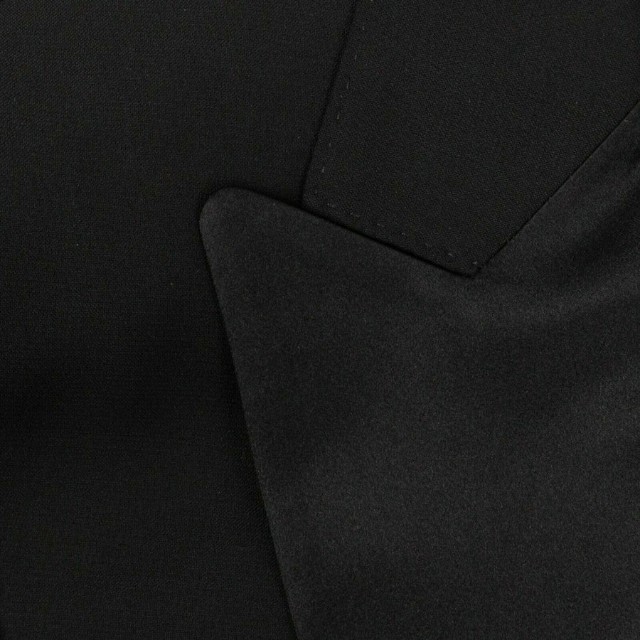 Wool Two Button Tuxedo Suit - Black