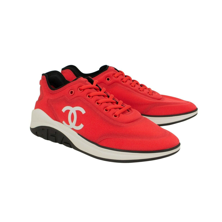 Lycra Lace Up Low-Top Sneakers - Red