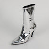 Patent Leather Slash Heel Ankle Boots - Silver