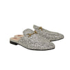 Glitter Leather 'Princetown' Mules - Silver