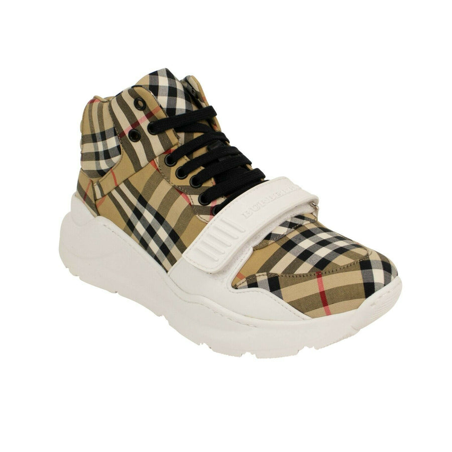 Vintage Check High-Top Sneakers - Beige