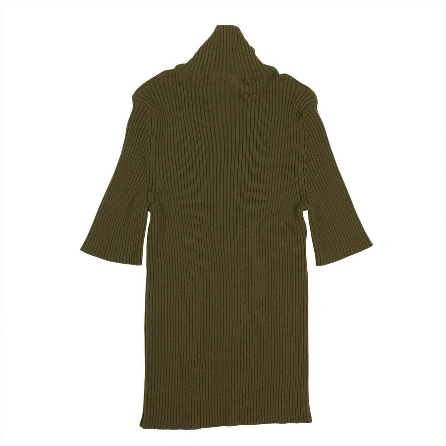 Ribbed Knit 3/4 Sleeve Sweater Top - Olive Green