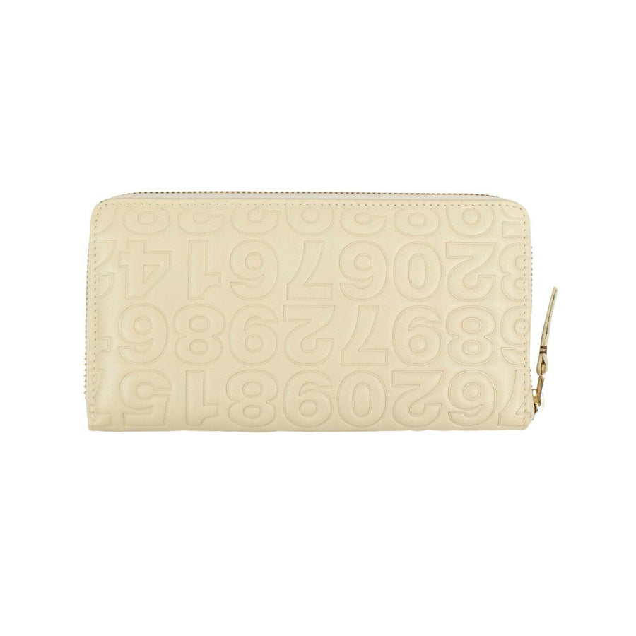 Leather Number Embossed Wallet - Ivory