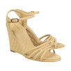 Leather Quilted Wedge Sandals - Beige