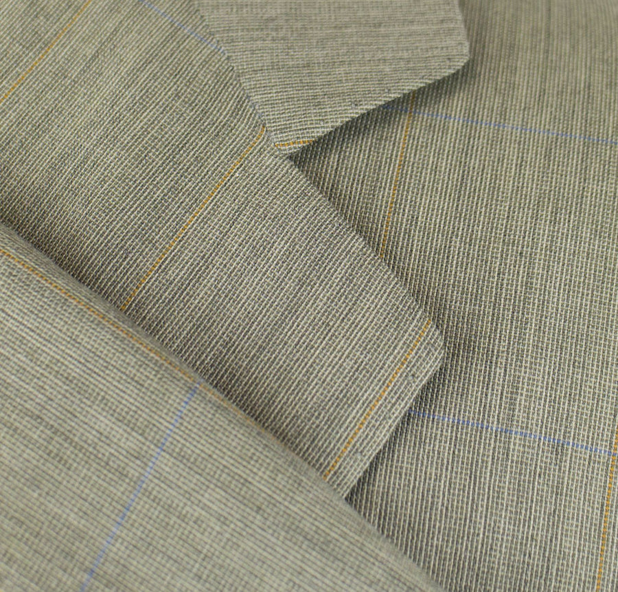 Windowpane Cashmere-Wool 2 Button Suit - Gray