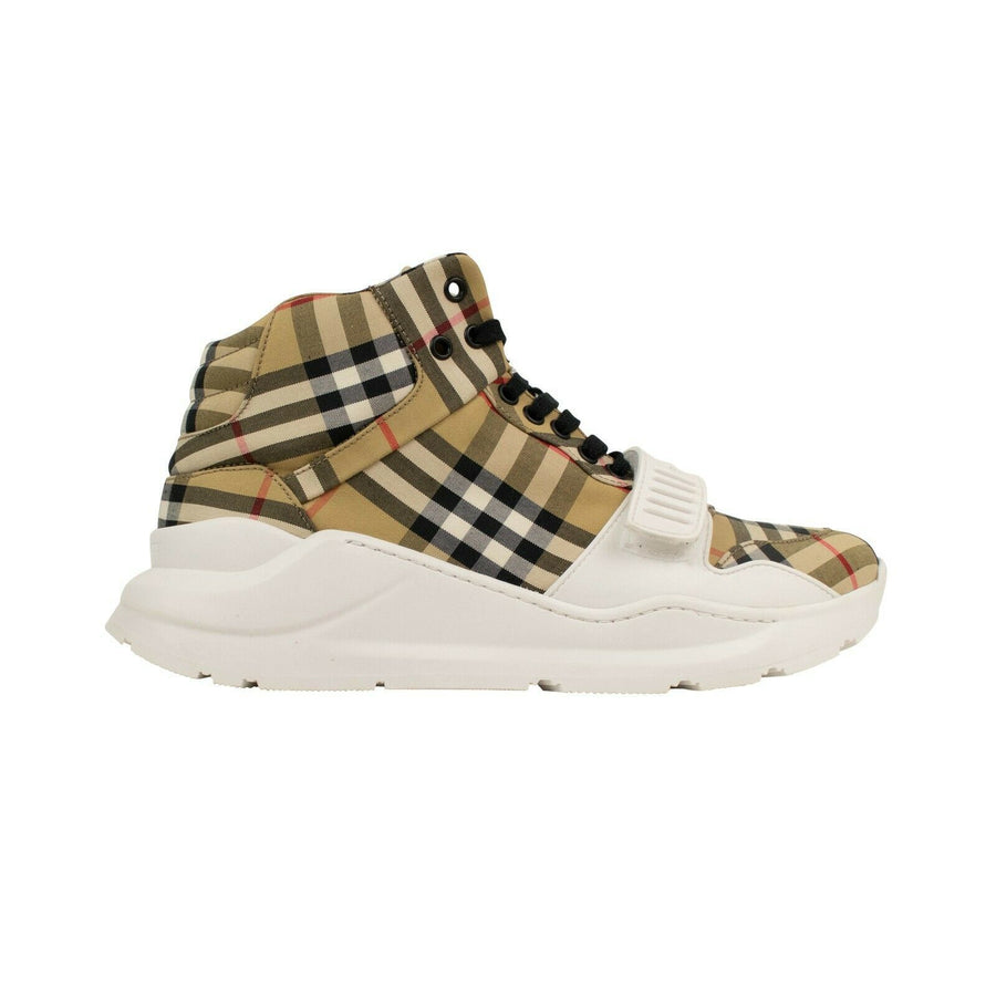 Vintage Check High-Top Sneakers - Beige