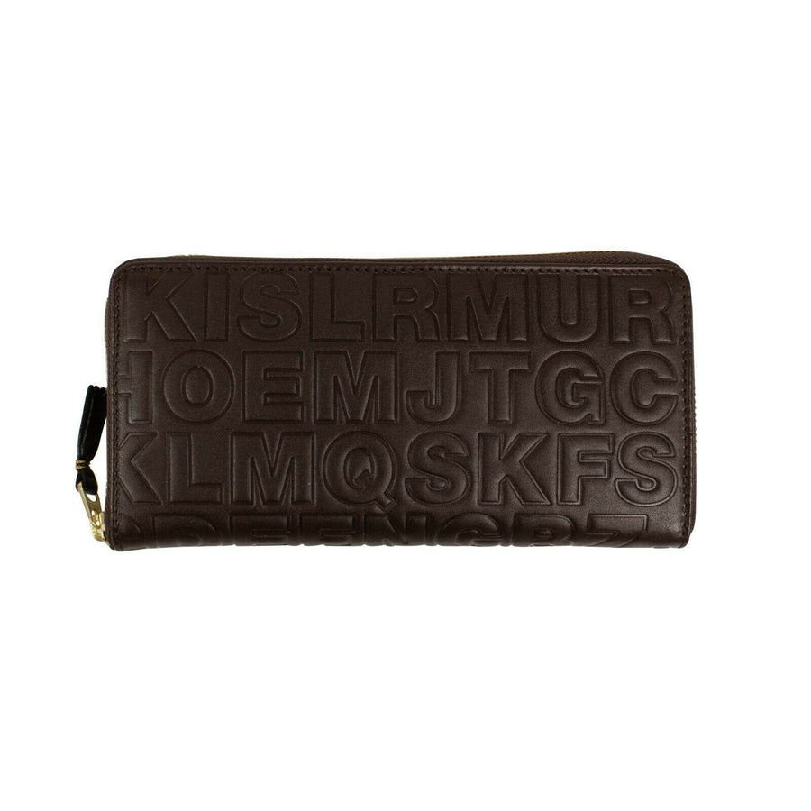 Leather Letter Embossed Wallet - Brown