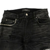 Denim Skinny Studded Art Patch Jeans Pants - Black