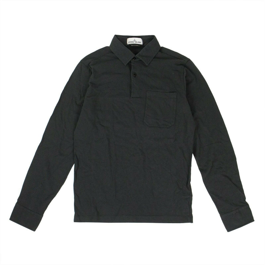 Cotton Long Sleeve Polo Shirt - Charcoal Gray