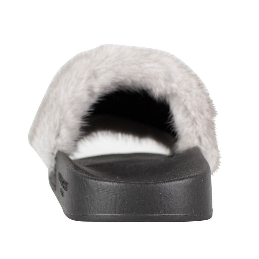 Mink Fur Slides - Gray