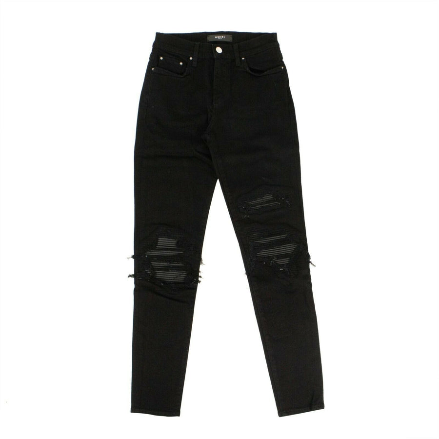 Denim Skinny MX1 Leather Patch Jeans - Black