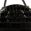 Leather Embossed Crocodile Vanity Mini Shoulder Bag - Black