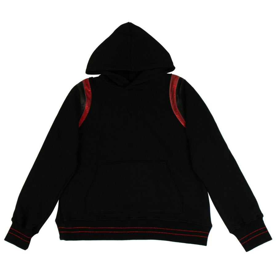 Varsity Cotton And Leather Hoodie - Black / Red