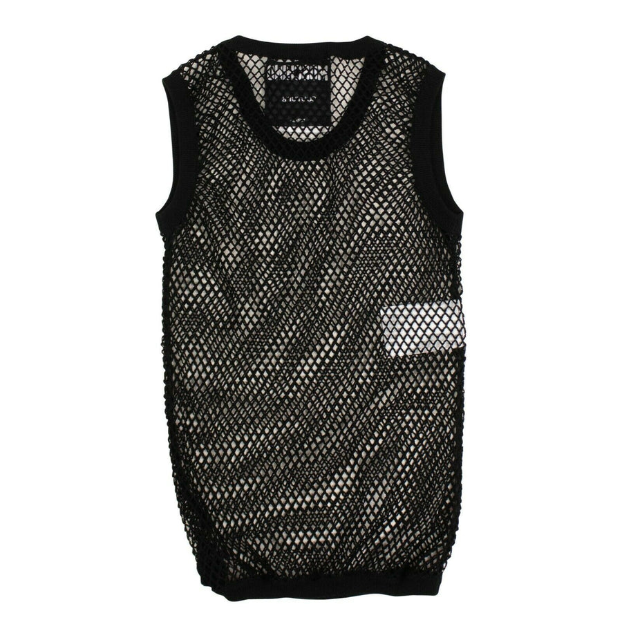 Cotton Mesh Fishnet Vest - Black