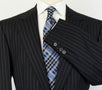 Drop 6 Pin Striped Super 150's Wool 2 Button Suit - Black / White