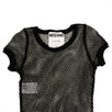 Cotton Fishnet Short Sleeve Top - Black