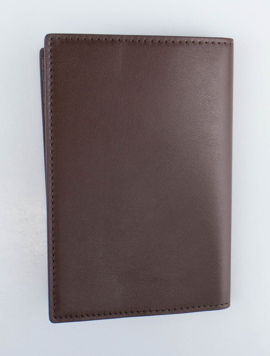 Smooth Leather Bifold Passport Holder - Brown