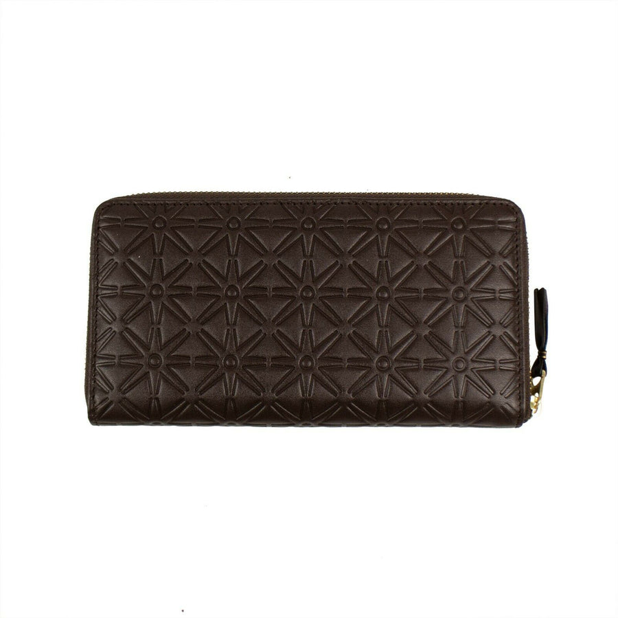 Leather Star Embossed Wallet - Brown