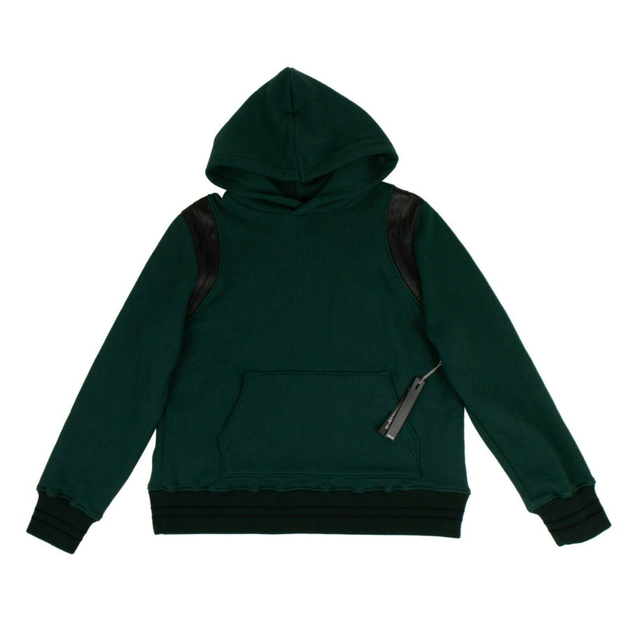 Cotton And Leather Hoodie Sweatshirt - Green