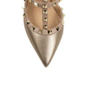 Metallic Leather Rockstud Caged Pumps - Gold / Blush