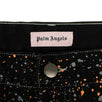 Cotton Paint Splattered Denim Pants -  Black