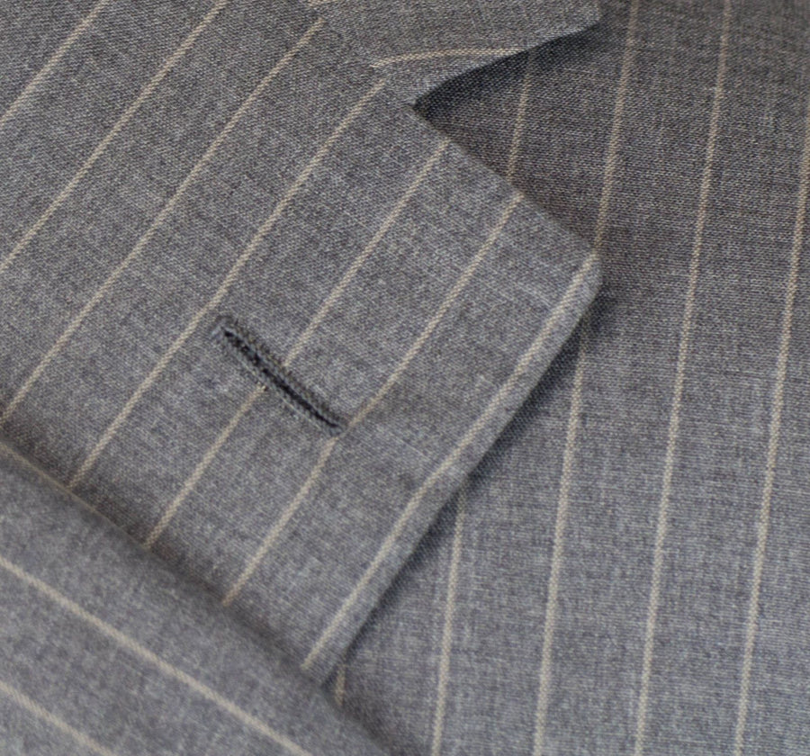 Drop 7 Striped Wool Blend 3 Roll 2 Button Suit - Gray