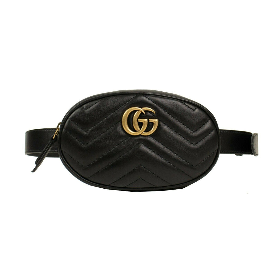 Quilted Leather GG Marmont Matelassé Belt Bag - Black