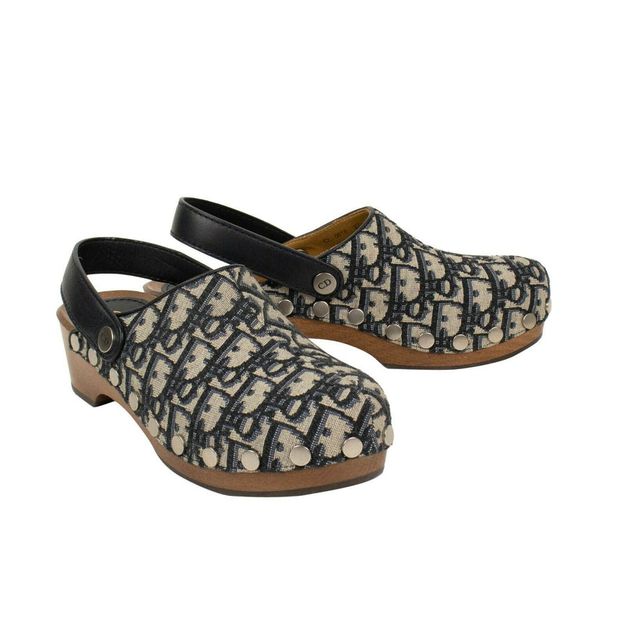 Diorquake Canvas Oblique Clog Mules - Blue