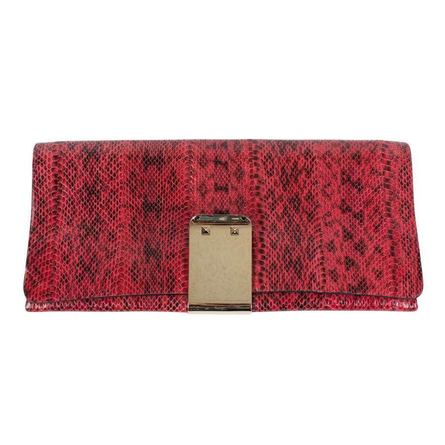 Rockstud Python Skin Clutch - Red