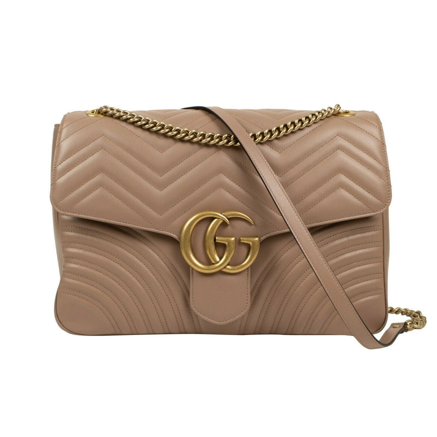 Quilted GG Marmont Chevron Leather Large Shoulder Bag