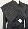 Striped Wool 3 Button Suit - Gray