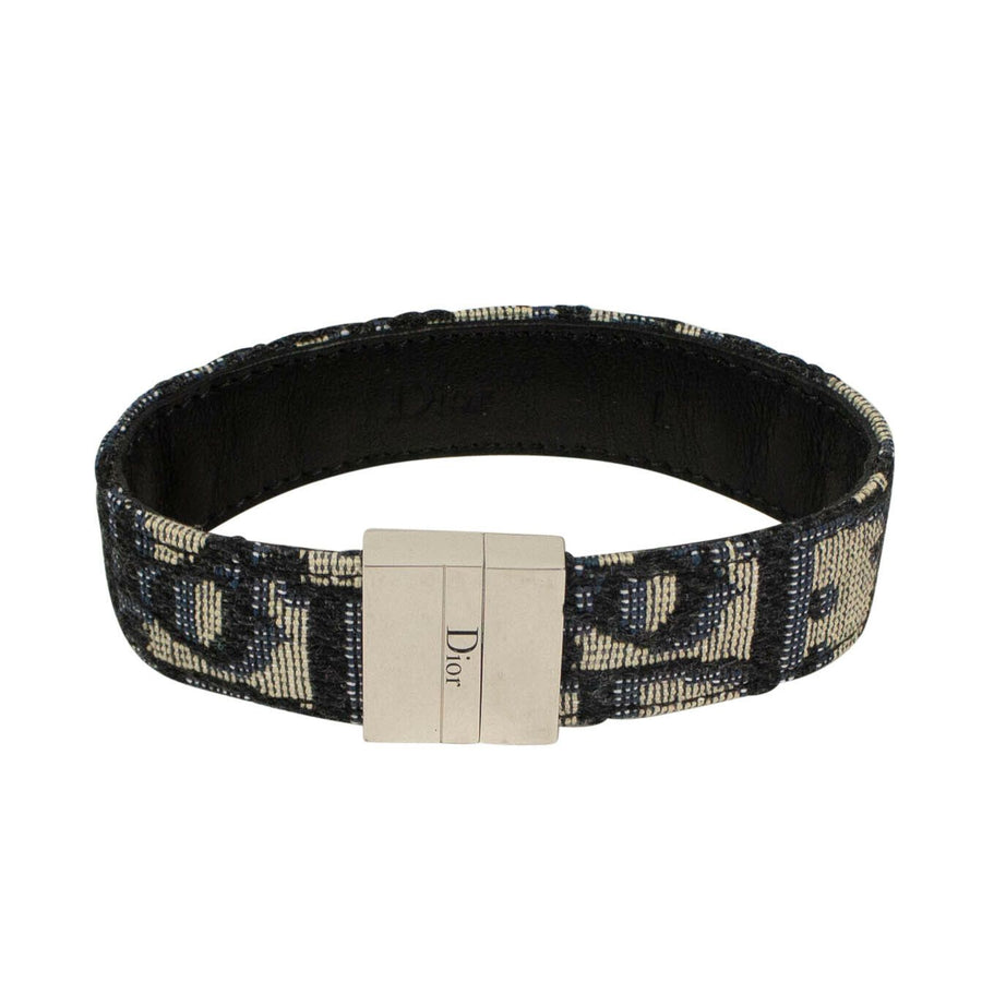 Canvas Oblique Jacquard Bracelet - Beige And Blue