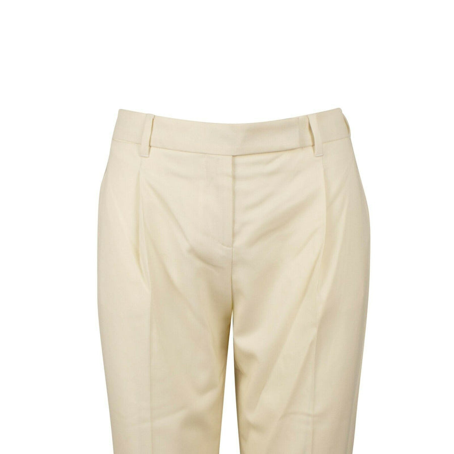 Wool Blend Pleated Pants - Ivory