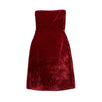 Velvet Strapless Fit And Flare Dress - Red