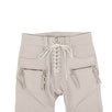 Leather Lace-Up Front Cropped Pants - Ice Gray