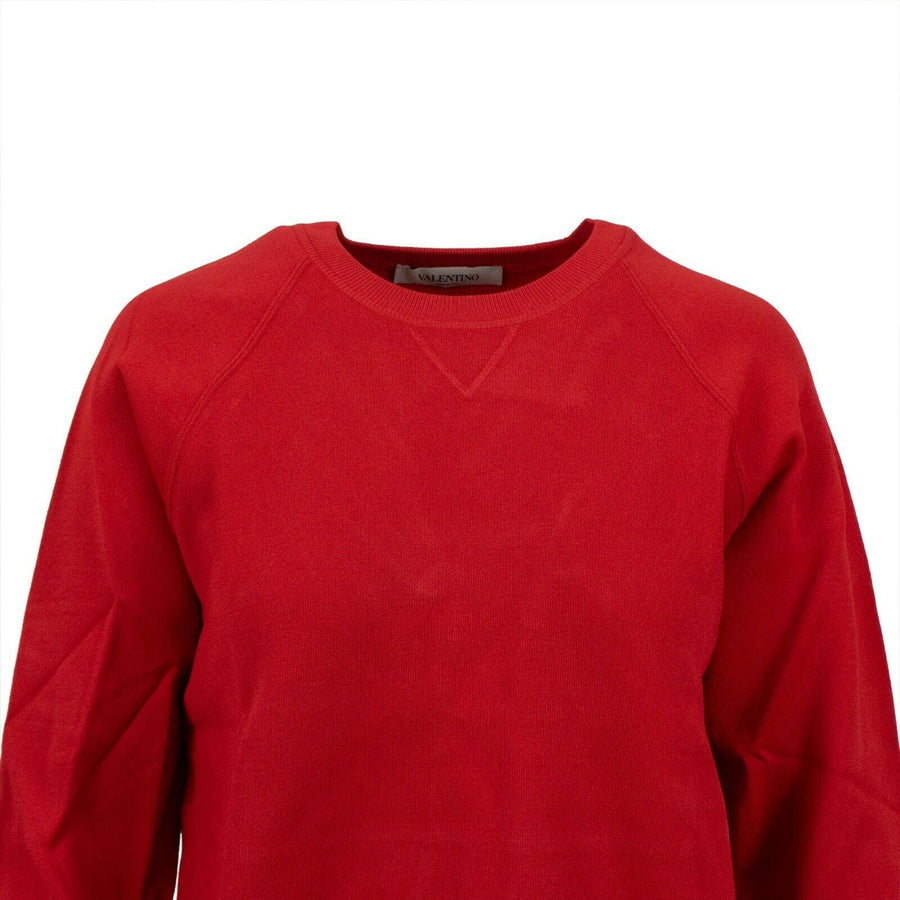 Flare Back Crew Sweater Top - Red