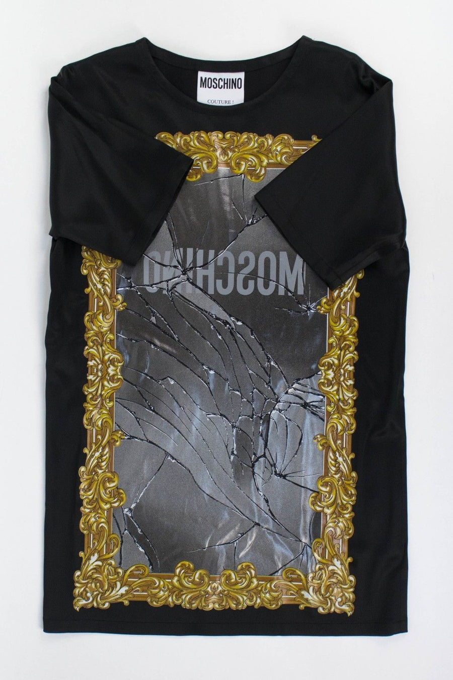 Moschino x Jeremy Scott Broken Mirror T-Shirt Dress - Black / Gold / Gray